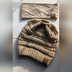 C.C. Pony Beanie  & C.C. Headband lot of 2 X-1